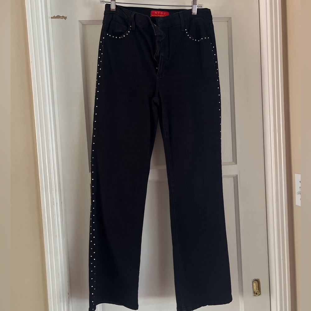 NYDJ Black Rhinestone Embellished Jeans